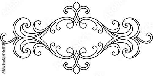 Ornamental Design Baroque Element vector illustration. Black ornament baroque style element design 