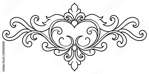 Ornamental Design Baroque Element vector illustration. Black ornament baroque style element design 