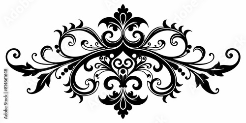 Ornamental Design Baroque Element vector illustration. Black ornament baroque style element design 