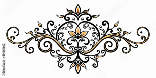 Ornamental Design Baroque Element vector illustration. Gold ornament baroque style element design 
