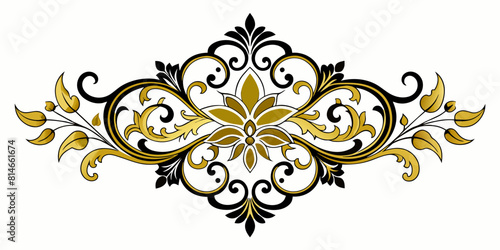 Ornamental Design Baroque Element vector illustration. Gold ornament baroque style element design 
