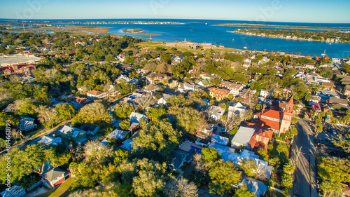 St Augustine, Florida - Panoramic aerial view of the beautiful city landscape photo