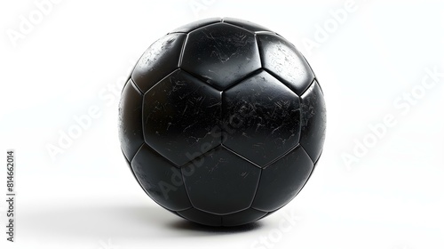 Isolated black Soccer Ball on a white Background with Copy Space