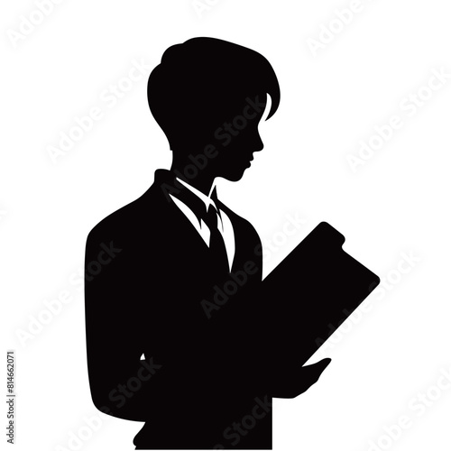 Silhouette of Young Professional with Clipboard