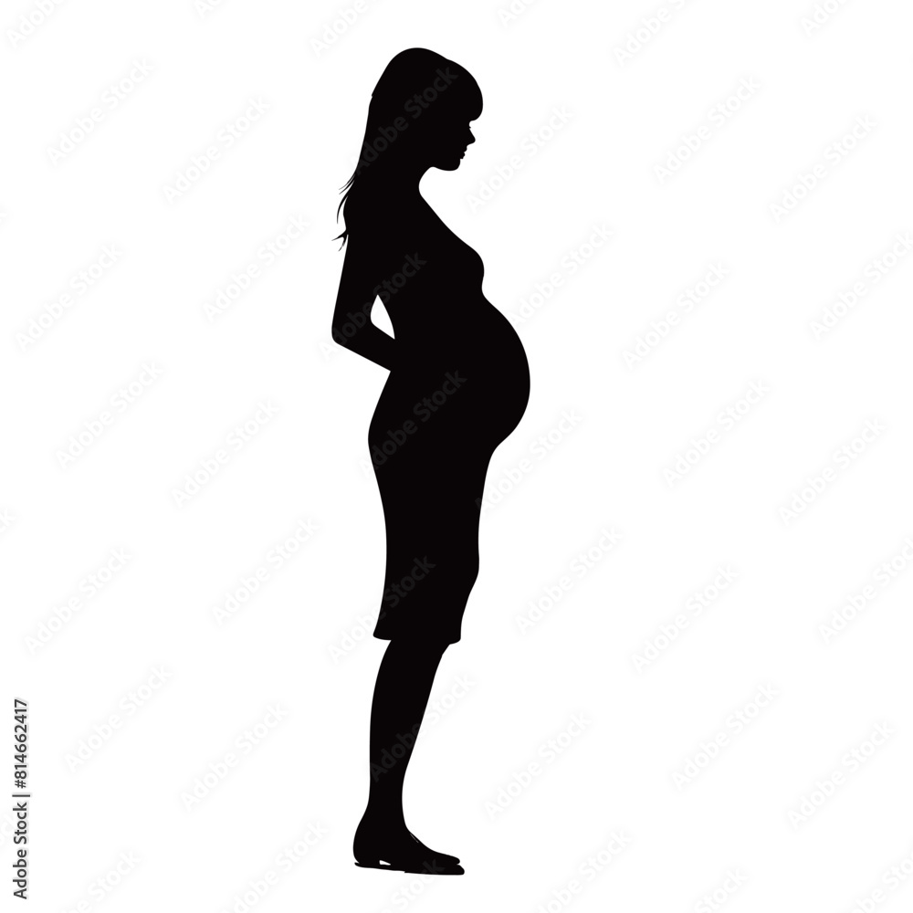 Pregnant woman silhouette standing gracefully Pregnant woman silhouette standing gracefully