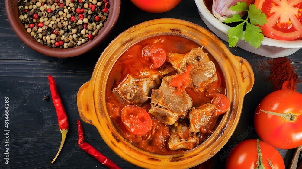 Sarapatel, a traditional dish made with pork offal, tomatoes, and spices Sarapatel, a traditional dish made with pork offal, tomatoes, and spices