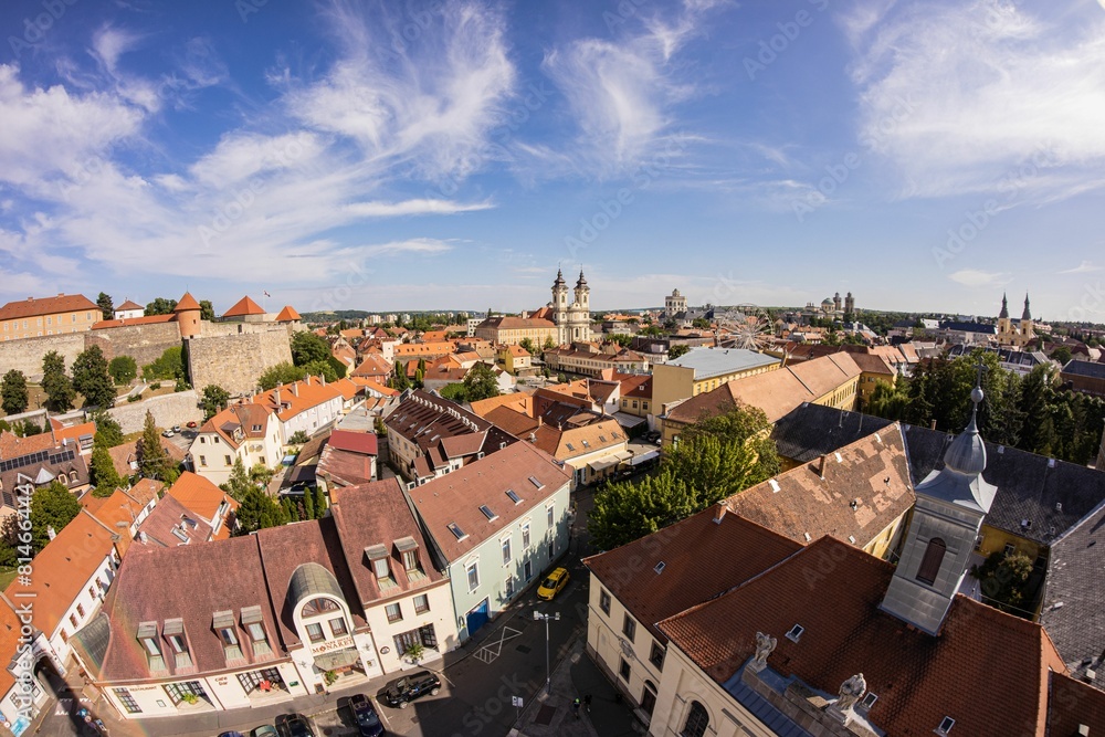 Panorama view from Minaret, facing the direction of Dobo Square in Eger, Hungary Panorama view from Minaret, facing the direction of Dobo Square in Eger, Hungary