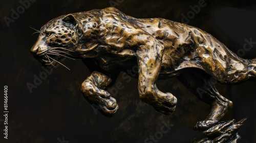 Stunning bronze sculpture of a prowling leopard showcasing detailed artistry