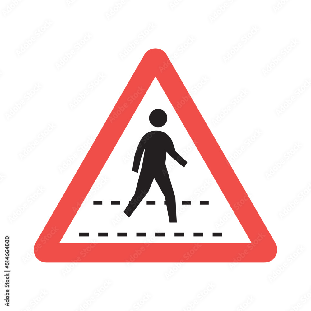Pedestrian Crossing Traffic Road Sign. Car Park and Crosswalk Traffic Signs. Red Triangle Warning Pedestrian crossing traffic sign. Concept of traffic regulations. Vector. Pedestrian Crossing Traffic Road Sign. Car Park and Crosswalk Traffic Signs. Red Triangle Warning Pedestrian crossing traffic sign. Concept of traffic regulations. Vector.