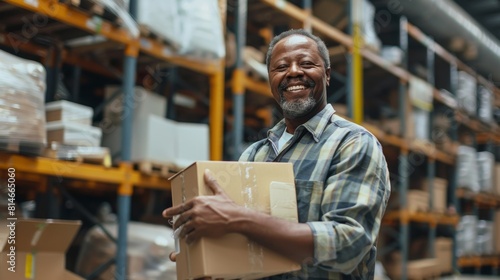 A Smiling Warehouse Employee at Work