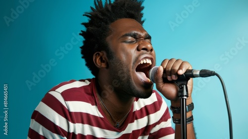 Vocalist Giving an Intense Performance