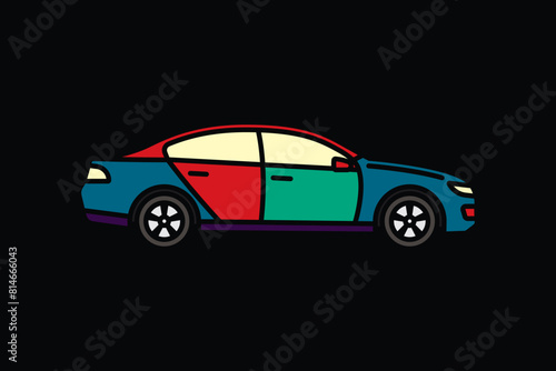 Original vector illustration. A passenger car. A contour icon.