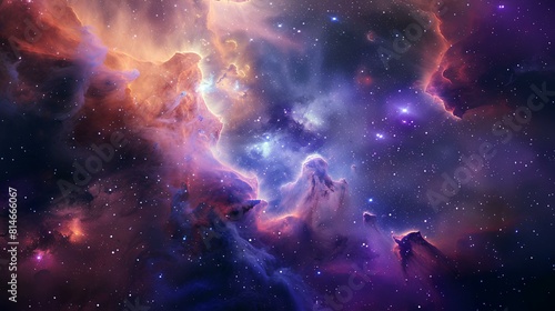 Interstellar space  stars  nebula and galaxy.