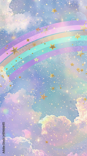 Colorful Rainbow and Stars Fantasy Wallpaper