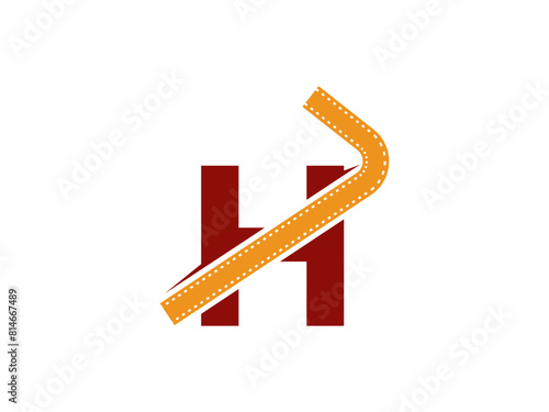 H and 7 logo design vector. H7 with like film reel illustration free vector 