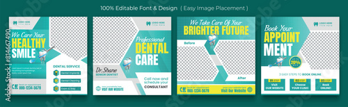 Dentist and health care medical social media and web banner template. Hospital, doctor, clinic and dentist health business marketing banner with logo & icon. Creative online promotion corporate flyer 