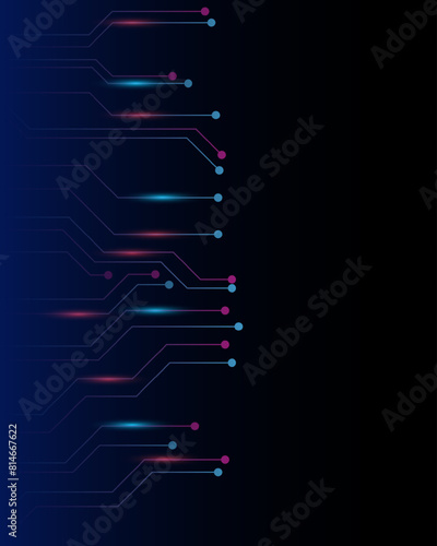 Red and blue circuit board background. Digital technology, big data, speed connection, innovation future, network connection, and internet.  .