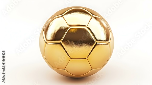 Isolated gold Soccer Ball on a white Background with Copy Space