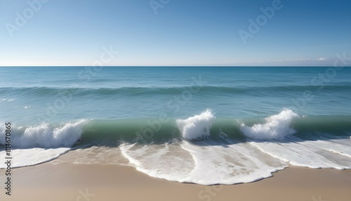 A calming ocean scene with gentle waves and a clea upscaled_4 photo