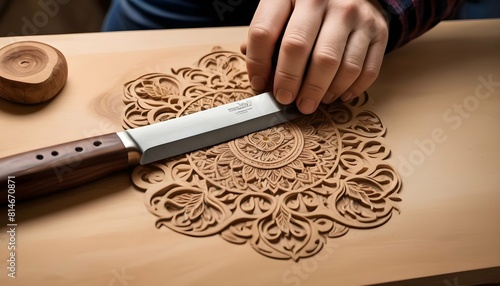 A carving knife delicately sculpting intricate des upscaled_2 photo