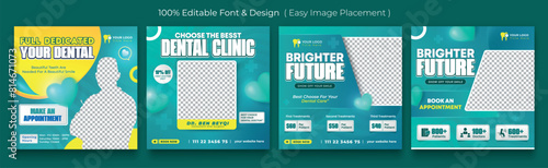 Medical dental healthcare service social media post template design. Hospital, doctor, clinic and dentist health business marketing banner with logo & icon. Creative online promotion corporate flyer &