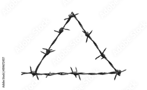 barbed wire triangle grunge halftone collage design element