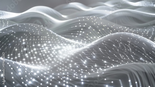 Fiber optic strands weave intricate patterns, illuminating sleek, monochromatic design.