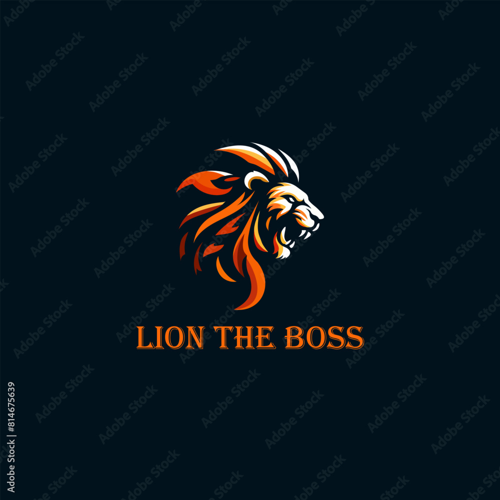 Lion Logo Design with Flame Mane , vector logo template Lion Logo Design with Flame Mane , vector logo template