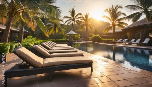 luxury poolside lounging area in tropical resort © Ashleigh