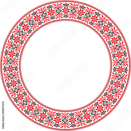 Vector illustration of ethnic Ukrainian national seamless ornamental geometric patterns for your design in the national Slavic style. Slavic embroidery flowers. Cross stitch patterns circle embroidery