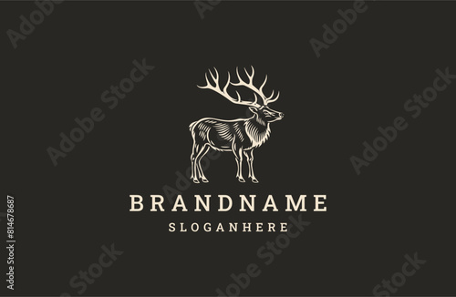 Deer style logo icon design template flat vector