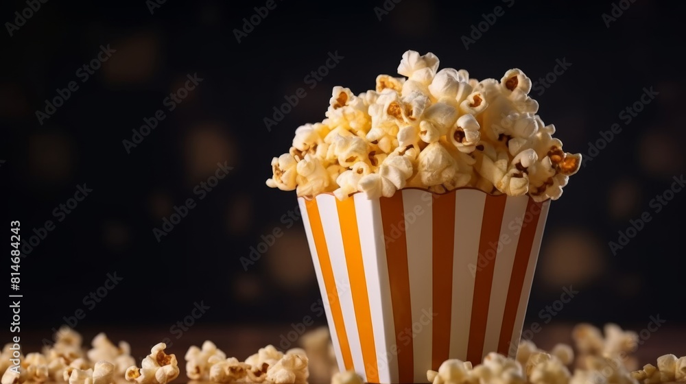 Close-up illustration of popcorn bucket with copy space,for advertising and promotion in cinema.
Close-up illustration of popcorn bucket with copy space,for advertising and promotion in cinema.