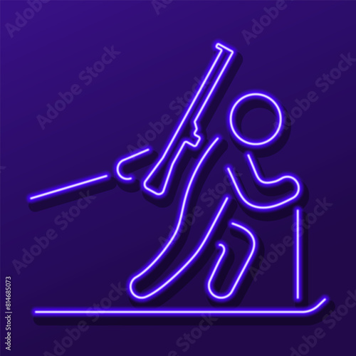 biathlon neon sign, modern glowing banner design, colorful modern design trend. Vector illustration.