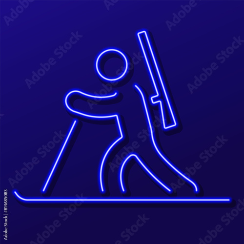 biathlon neon sign, modern glowing banner design, colorful modern design trend. Vector illustration.