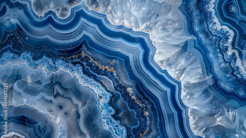 Intricate Blue Agate Layers with Natural Crystalline Details
