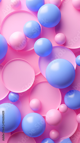 Abstract Pastel Spheres - Pink and Blue Bubbles