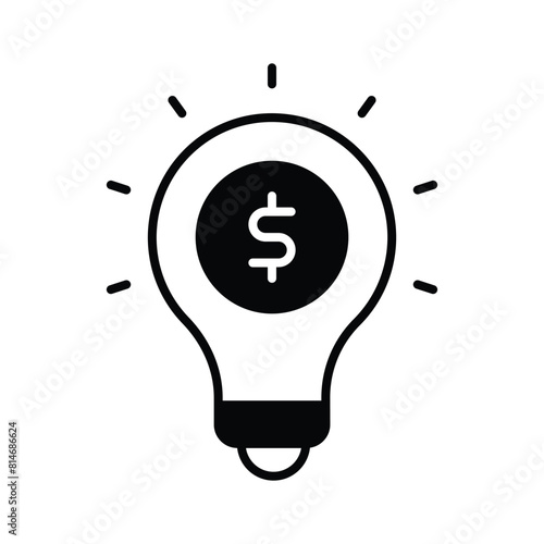 Dollar inside bulb depicting innovative idea, financial idea icon design