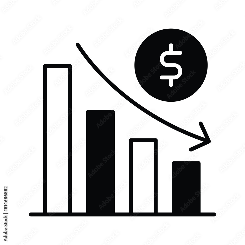 Down chart, financial loss, decrease chart vector design Down chart, financial loss, decrease chart vector design