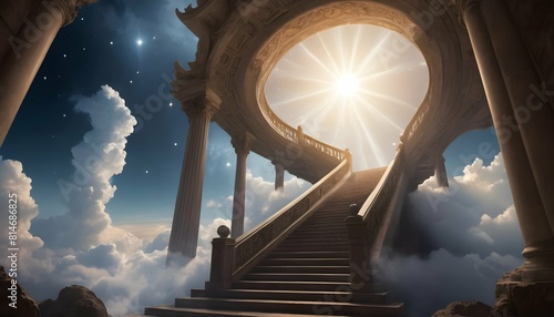 A celestial staircase ascending to the gates of he photo