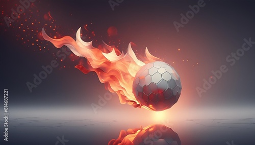 glowing redish grey abstract background with a fire ball flying generative ai photo