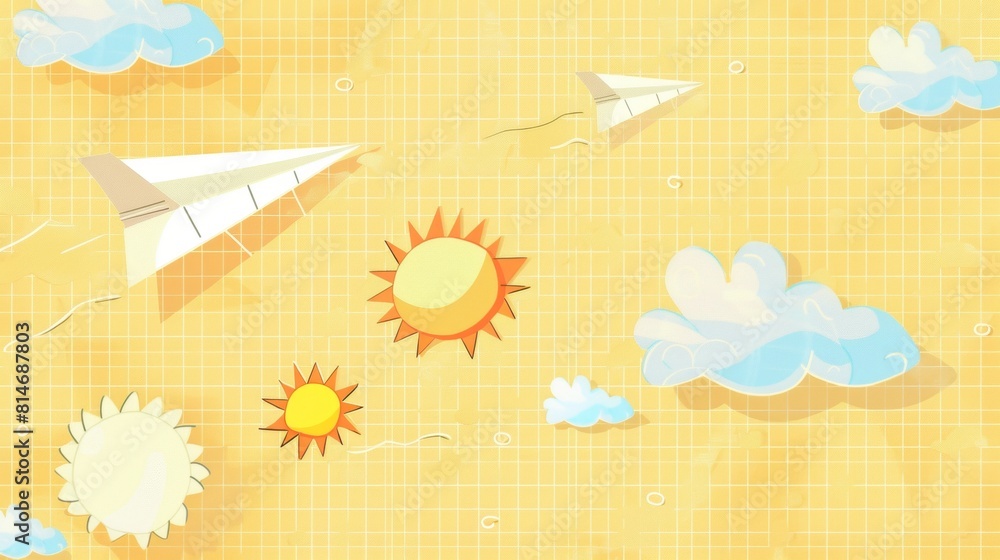 A simple illustration of two paper airplanes flying in the sky, one is ...