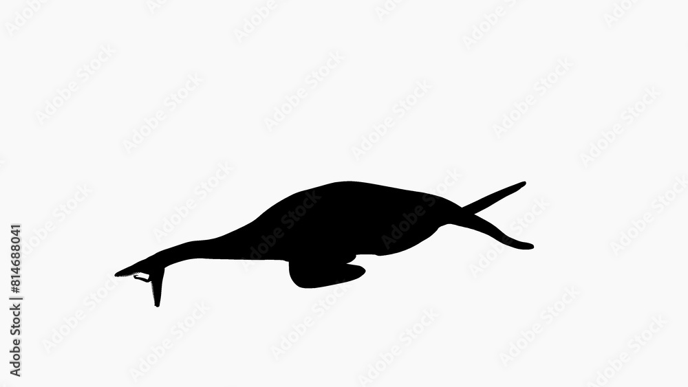 Silhouette of an Ichthyosaur on White Background Silhouette of an Ichthyosaur on White Background