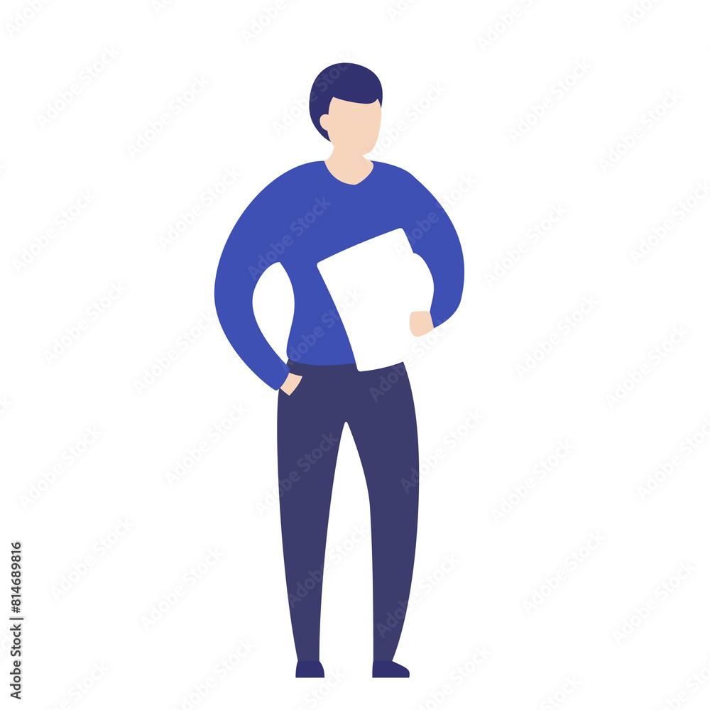 man with list of paper, png man with list of paper, png