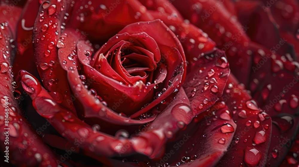 Red rose with morning dew on the petals. Red rose with morning dew on the petals.