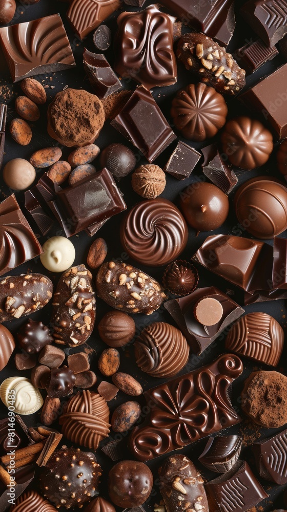 Background full of chocolate. Product photography. Chocolate background. Background full of chocolate. Product photography. Chocolate background.