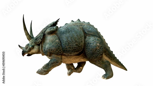 Realistic 3D Rendering of a Triceratops Dinosaur on a Transparent Background