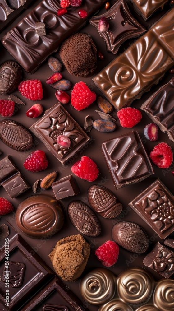 Background full of chocolate. Product photography. Chocolate background. Background full of chocolate. Product photography. Chocolate background.