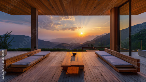 Luxury villa with mountain view, sunrise and sunset