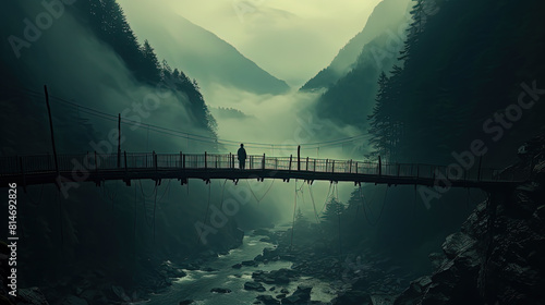 Misty mountain bridge