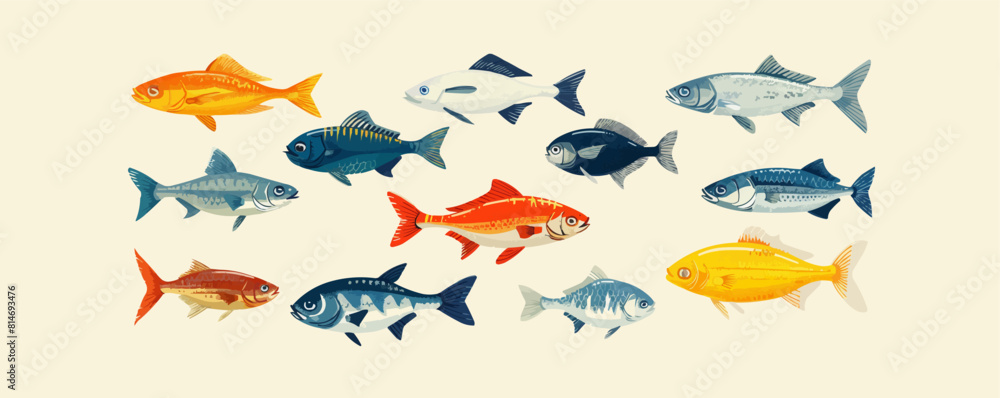 Fish icon vector set isolated on white background. food illustration sign collection Fish icon vector set isolated on white background. food illustration sign collection